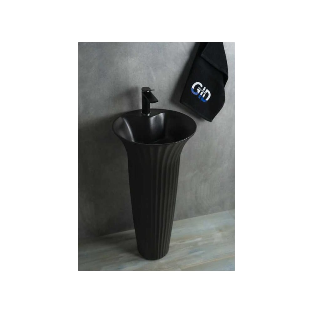 Изображение товара Раковина Gid Nb132bg накладная черная графит современный дизайн 41x41x84 см