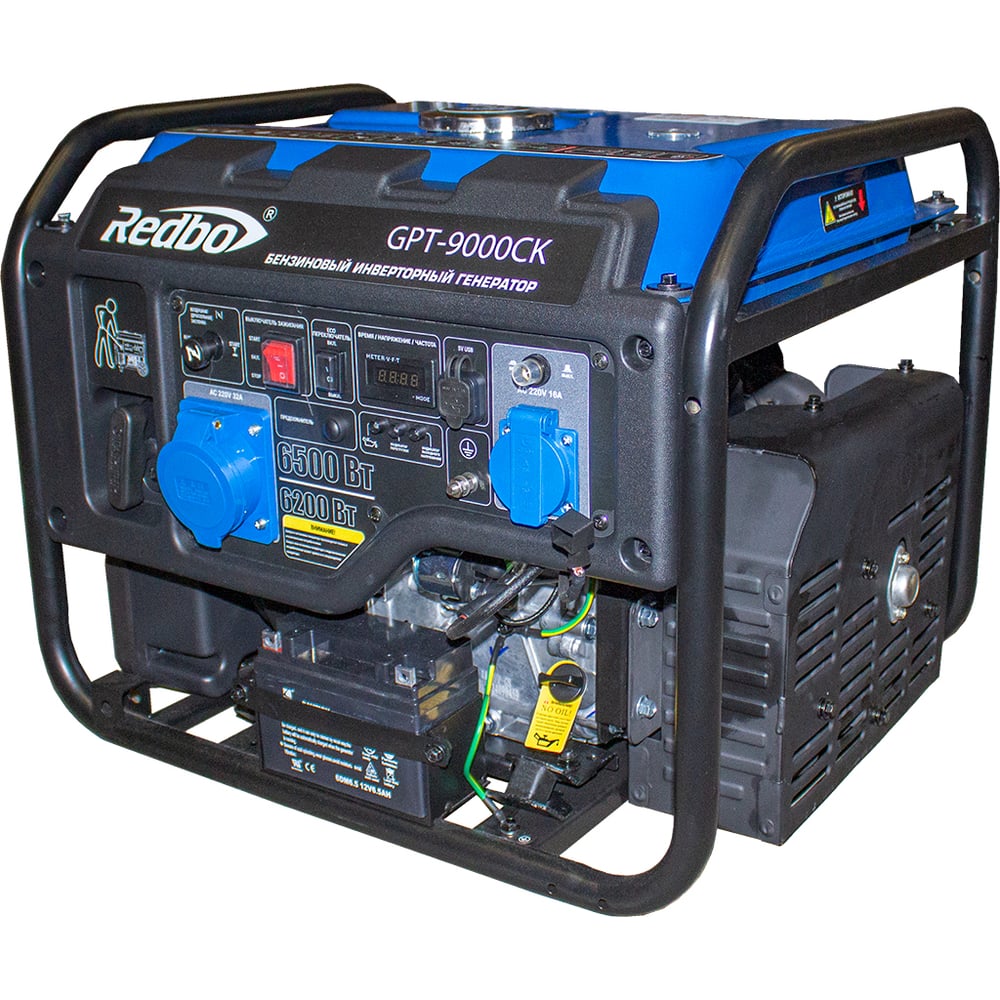 Изображение товара Бензиновый генератор Redbo GPT-9000CK 6.2кВт., 6.5 кВт., ручной/электро стартер 39794