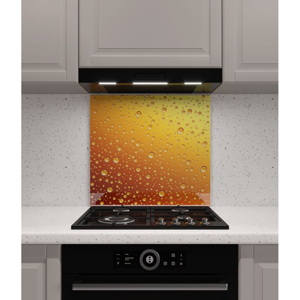 Изображение товара Защитный экран Normand 600x500 мм из закаленного стекла с фотопечатью капли для кухни