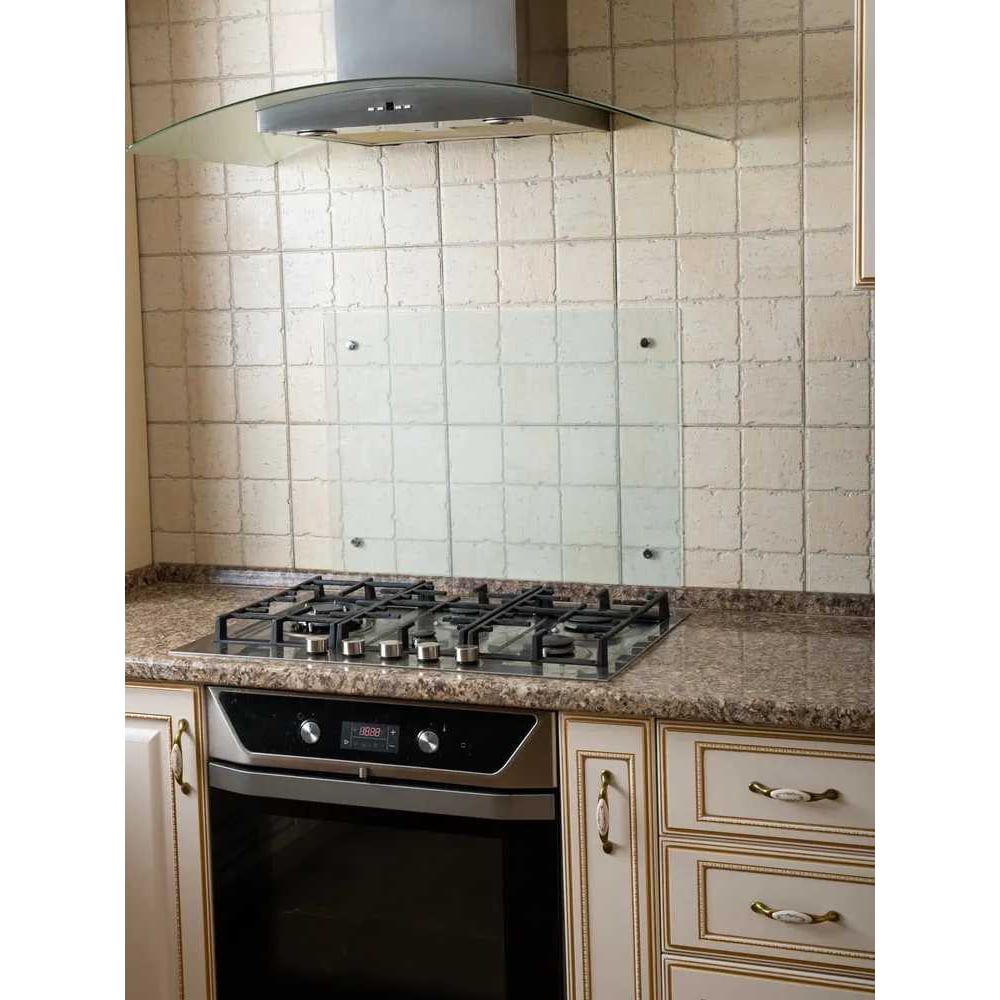 Изображение товара Защитный экран Normand 600х500 мм из закаленного стекла для кухни матовая белая