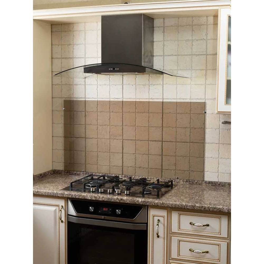 Изображение товара Защитный экран Normand 600х1000х4 мм бронзовый из закаленного стекла для кухни