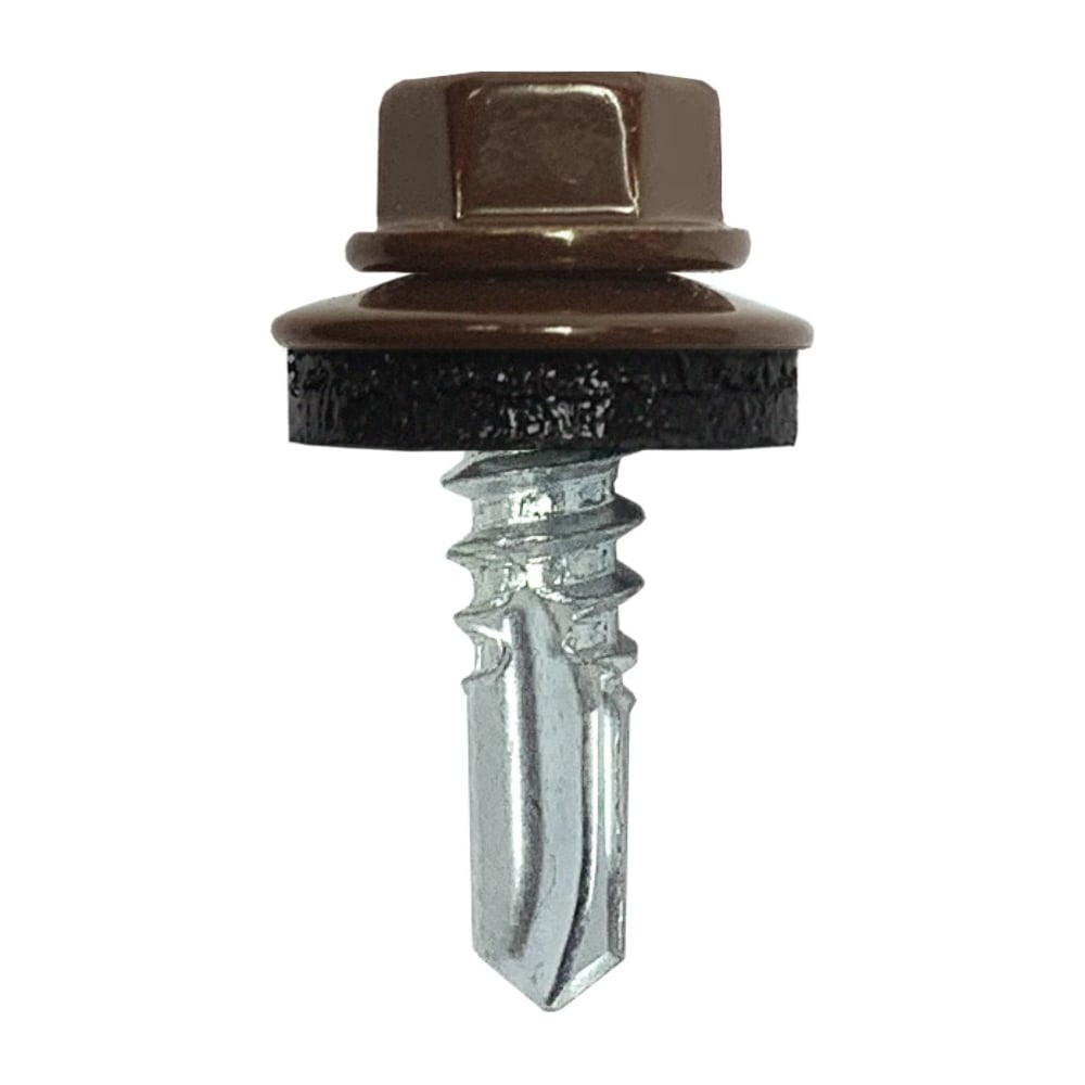 Изображение товара Кровельный саморез цинк 5,5x19 RAL 8017 с сверлом и пресс-шайбой