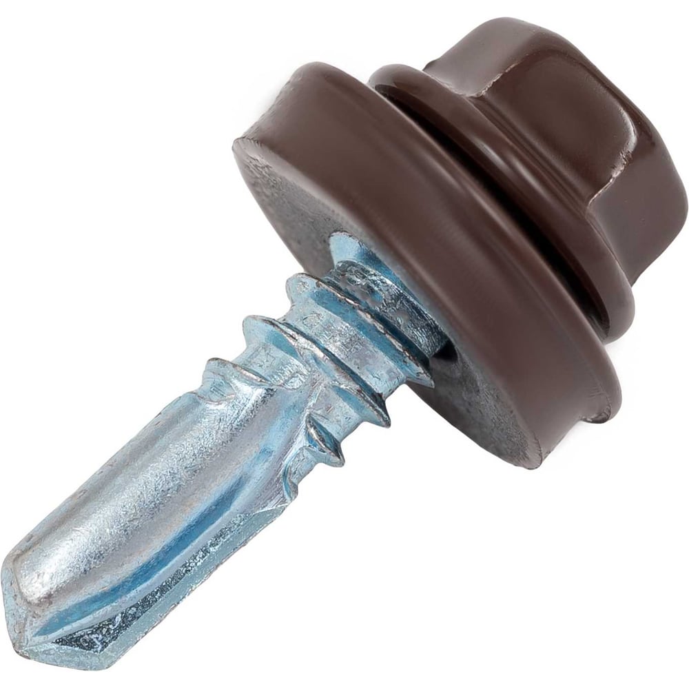 Изображение товара Кровельный саморез цинк 5,5x19 RAL 8017 с сверлом и пресс-шайбой