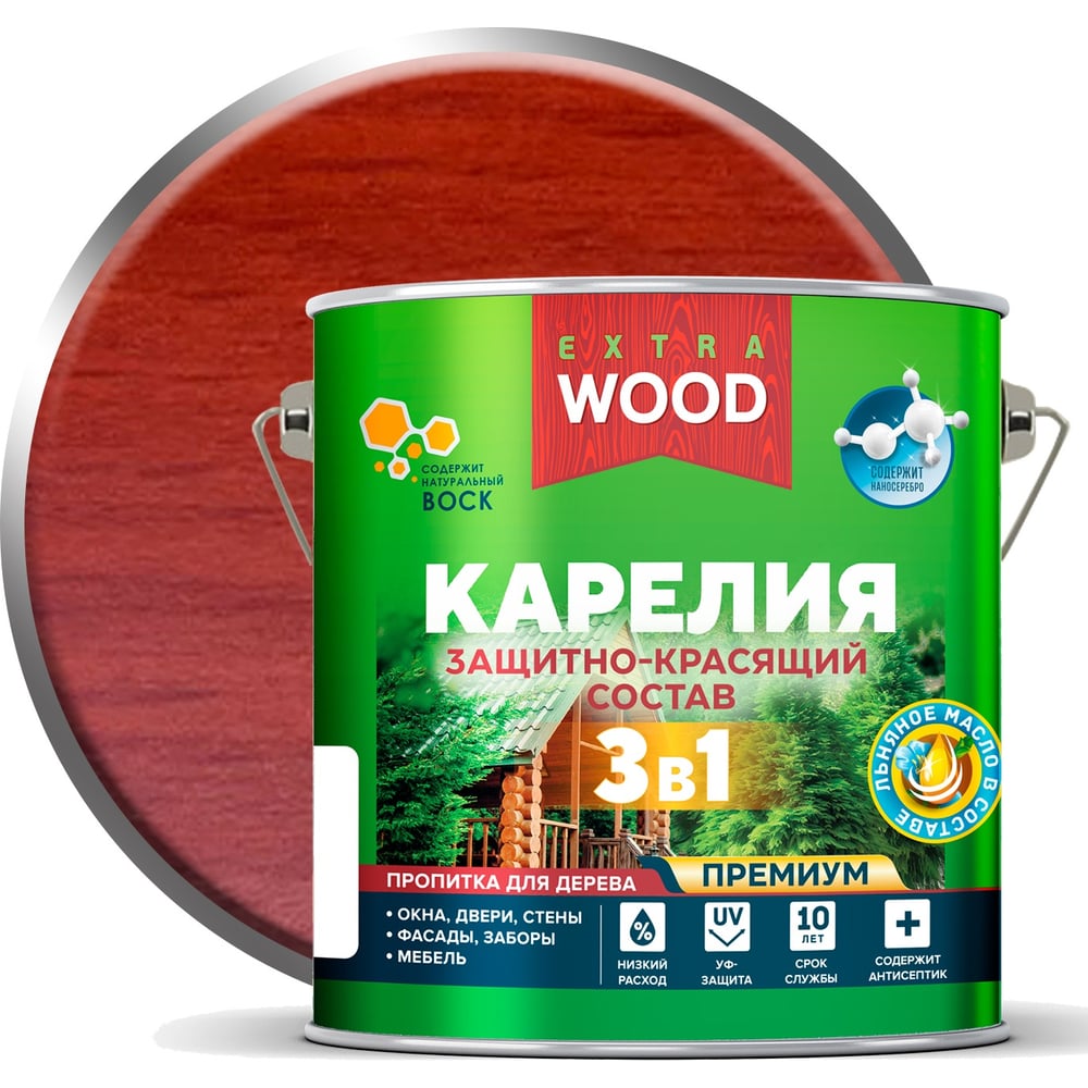 Изображение товара Farbitex 3в1 защитно-красящий состав для древесины Карелия Каштан 2.7 л