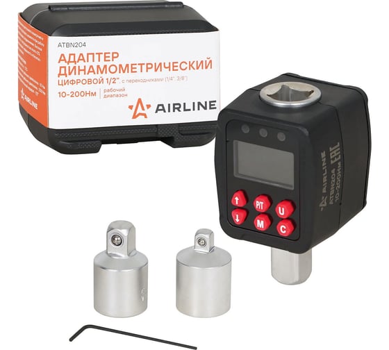 Изображение товара Адаптер динамометрический цифровой Airline 1/2 10-200Нм, с переходниками (1/4, 3/8), кейс ATBN204