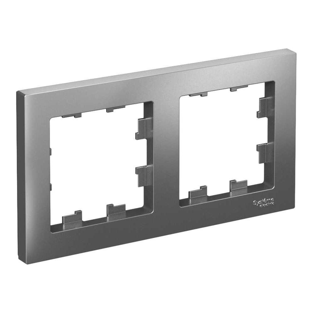 Изображение товара Рамка AtlasDesign из АБС-пластика для электросетей 2 поста серебристая