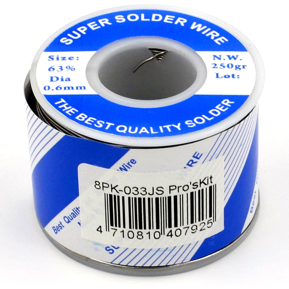 Изображение товара Припой Pro'sKit 0.6мм 0.25кг Sn63/Pb37 с флюсом RA для пайки меди и латуни