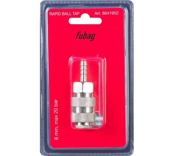 Изображение товара Разъемное соединение FUBAG рапид (муфта) - елочка 6мм с обжимным кольцом 6х11мм, блистер 1 шт 8641952