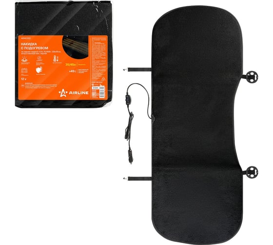 Изображение товара Накидка с подогревом на заднее сиденье Airline 12 В, 35/45Вт, 128x49см, искусств.мех, черная ADHC022