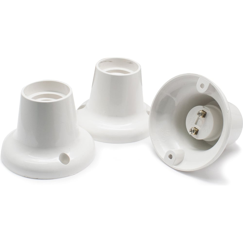 Изображение товара Патрон-стойка OXION Е27 белый прямой комплект 3 шт освещение