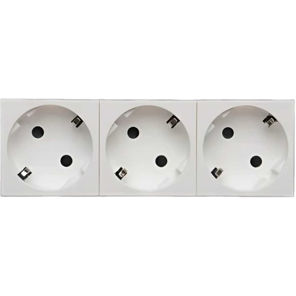 Изображение товара Розетка электрическая SPL 3х2К+З со шторками безвинтовой монтаж белая