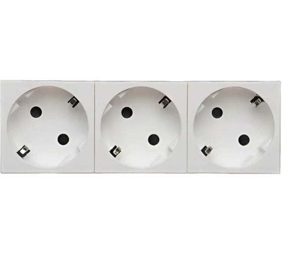 Изображение товара Розетка электрическая SPL 3х2К+З со шторками, с безвинтовым зажимом, под углом 45гр (белый), 1 шт. 200082