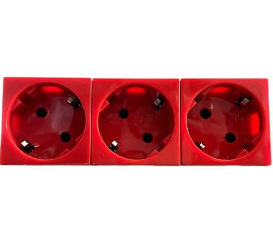 Изображение товара Розетка электрическая SPL 3х2К+З со шторками, с безвинтовым зажимом, под углом 45гр (красный), 1 шт. 200083