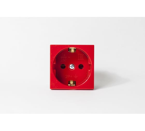 Изображение товара Розетка электрическая SPL 2К+З, с защитными шторками, красный, 1 шт.  200081