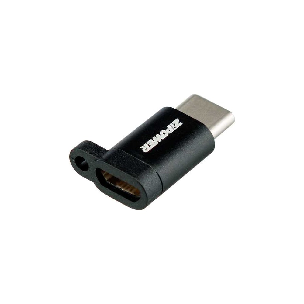 Изображение товара Адаптер Zipower Type-C на USB micro B 3A быстрая зарядка черный
