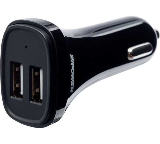 Изображение товара USB зарядное устройство Zipower с двумя портами, 2 USB 5В/4,8A, 24Вт smart, 6см, черный PM6683