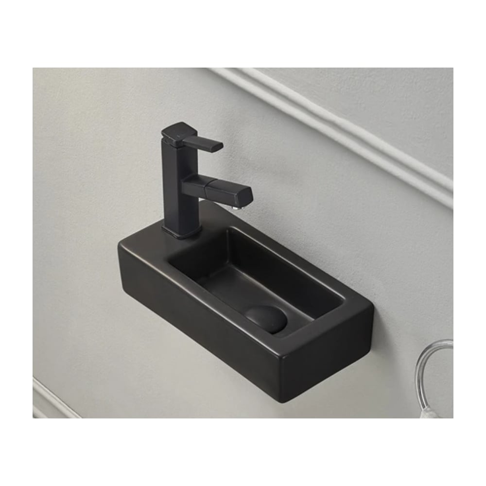 Изображение товара Раковина Gid Bm9272R подвесная черная матовая 36.5x18x9 см для современной ванной комнаты