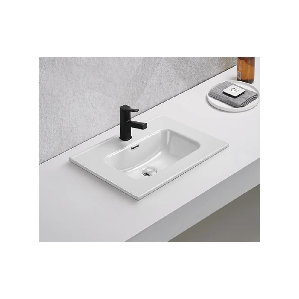 Изображение товара Раковина Gid 9060s встраиваемая прямоугольная белая 61x46.5x17 см