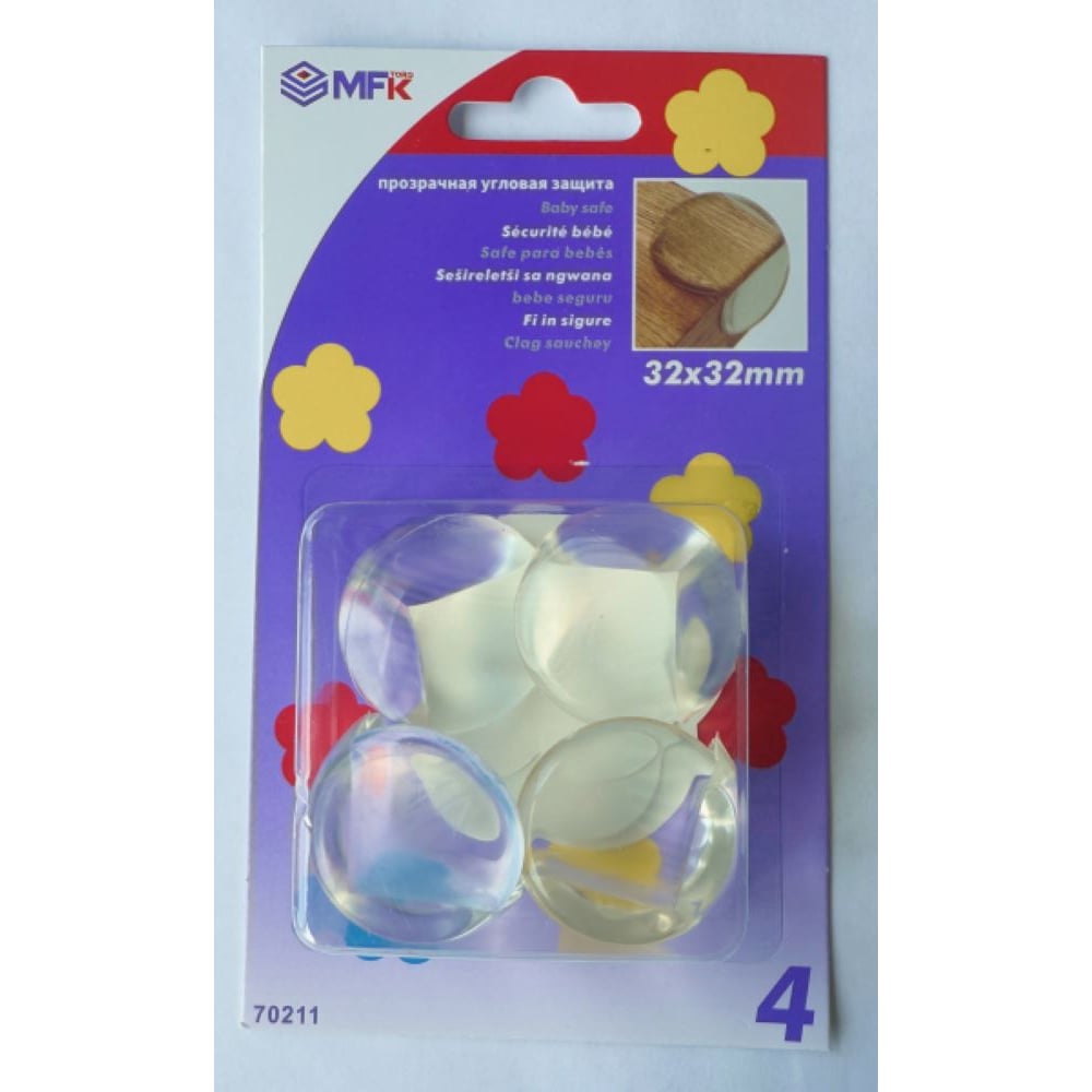 Изображение товара Защитные накладки на углы MFK-TORG 32х32мм, 4 шт, прозрачные