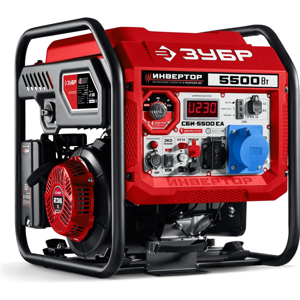Изображение товара Инверторный генератор ЗУБР 5500 Вт SBИ-5500ЕА с электростартером и розетками