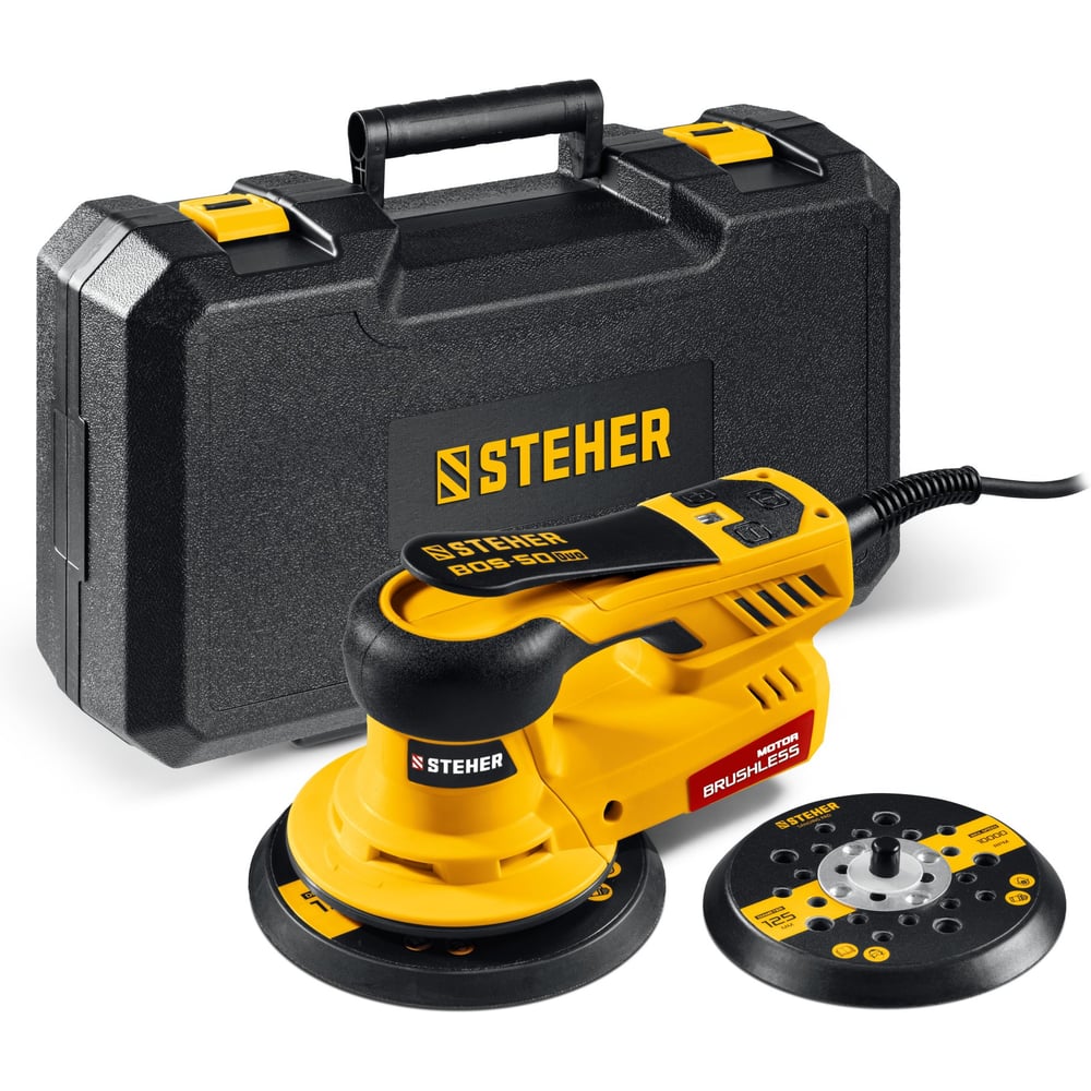 Изображение товара Орбитально-шлифовальная машина STEHER Duo 125/150 мм 350 Вт бесщеточный