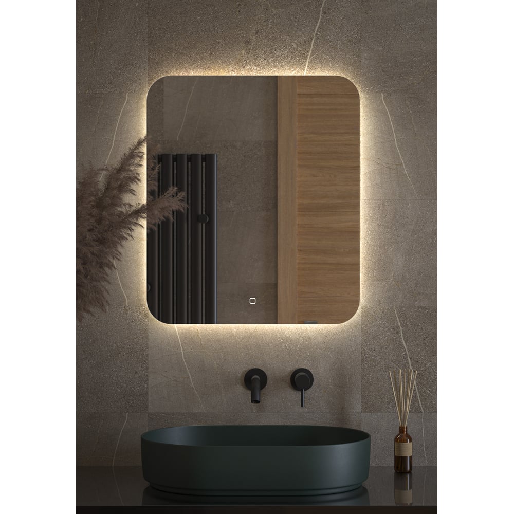 Изображение товара Зеркало с LED-подсветкой DEFESTO 60x70 см, сенсорный выключатель, современный дизайн