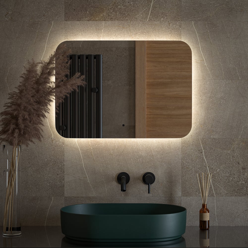 Изображение товара Зеркало с LED-подсветкой DEFESTO 70x50 см ИК выключатель современное оформление