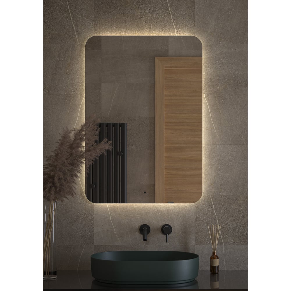 Изображение товара Зеркало с LED подсветкой DEFESTO 70x100 см современное настенное белое