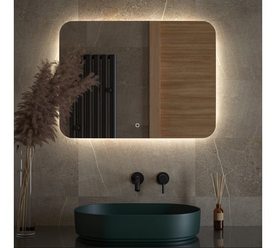 Изображение товара Зеркало с LED-подсветкой DEFESTO 80x60 см, Сенсорный выключатель, Нейтральный белый свет OPTI DF 2807SH