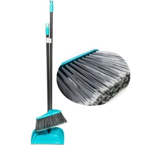 Изображение товара Комплект GoGo ПВХ, совок с метлой, голубой, ручка металлическая 85 см 60056 BLUE