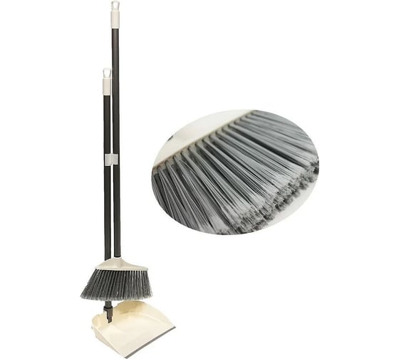 Изображение товара Комплект GoGo ПВХ, совок с метлой айвори, ручка металлическая 85 см 60056 IVORY