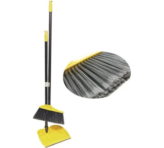 Изображение товара Комплект GoGo ПВХ, совок с метлой, желтый, ручка металлическая 85 см 60056 YELLOW