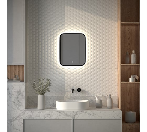 Изображение товара Зеркало с окантовкой и LED-подсветкой DEFESTO 15W, 40x50 см, Сенсорный выключатель, Нейтральный белый свет AURA DF 2961S