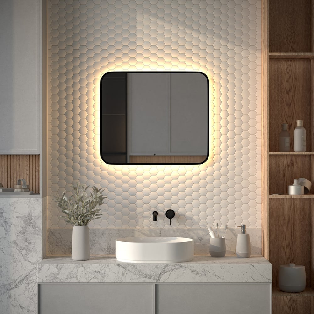 Изображение товара Зеркало с окантовкой и LED-подсветкой DEFESTO 70x60 см АURA DF 2976RH