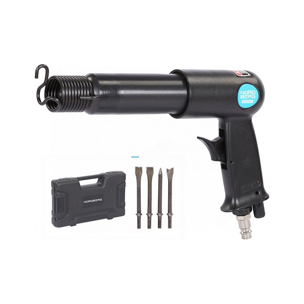 Изображение товара Пневмозубило NORDBERG 250мм NP5094K с комплектом насадок в кейсе для профессиональных работ