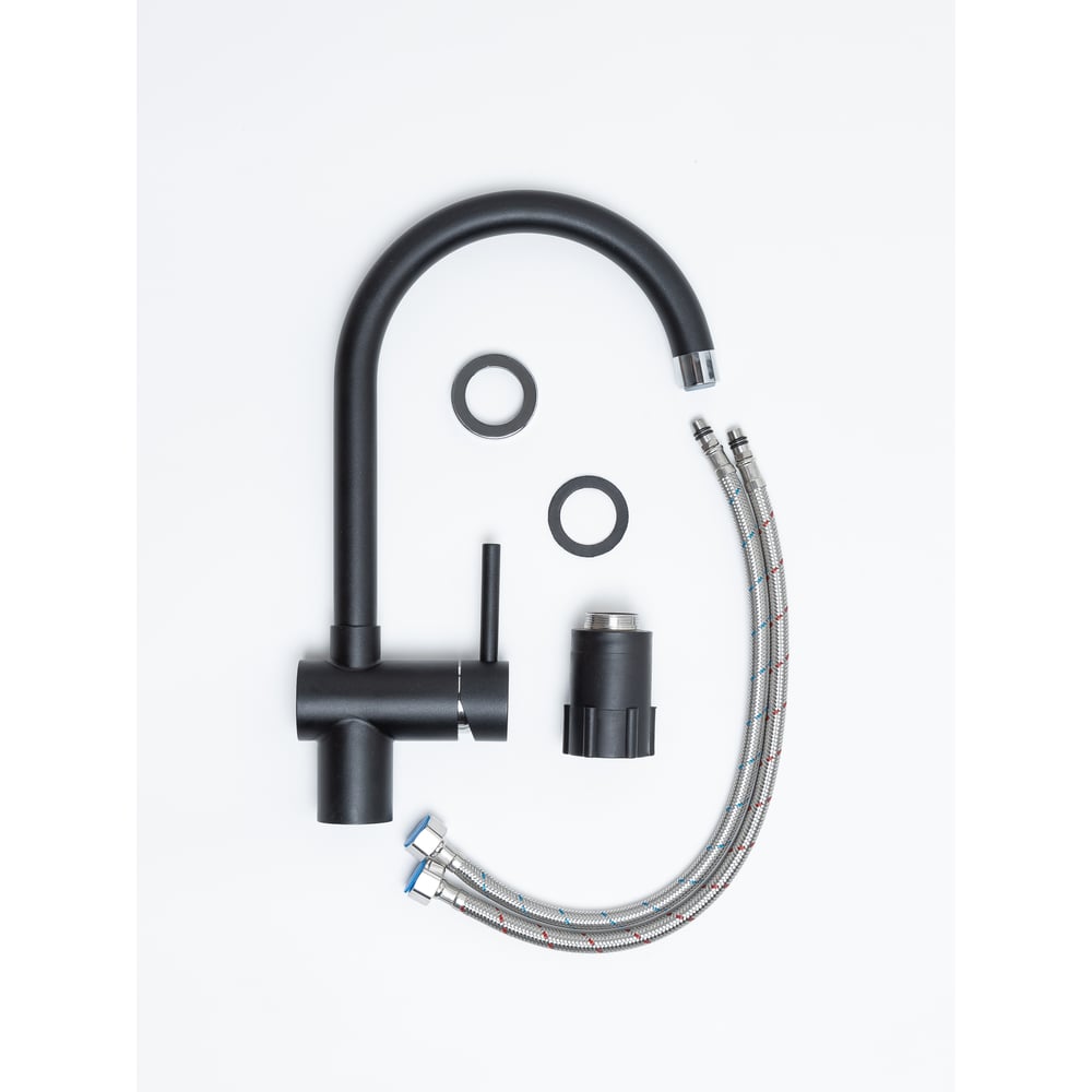 Изображение товара Кухонный смеситель Grandex AQUA BASIC-C BLACK METALIC с поворотным изливом