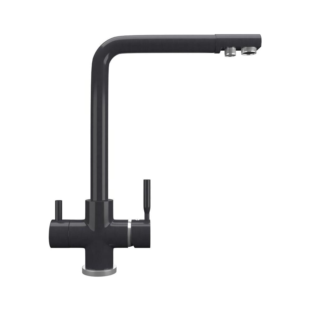 Изображение товара Кухонный смеситель Grandex AQUA PURE-L BLACK METALIC однорычажный поворотный излив