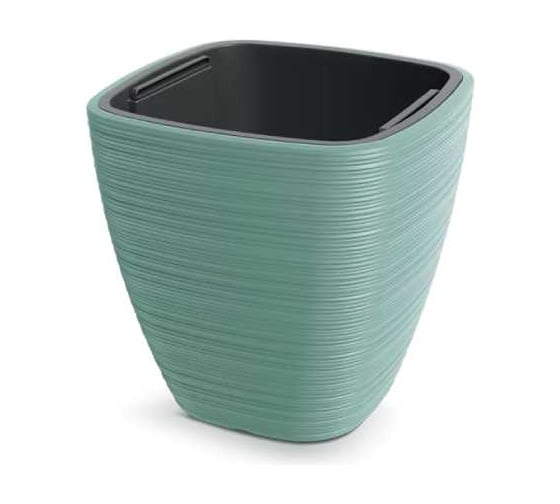 Изображение товара Кашпо пластик с вкладышем Ola Dom Vena Square d39х39см h39см 20/36л мята 073560