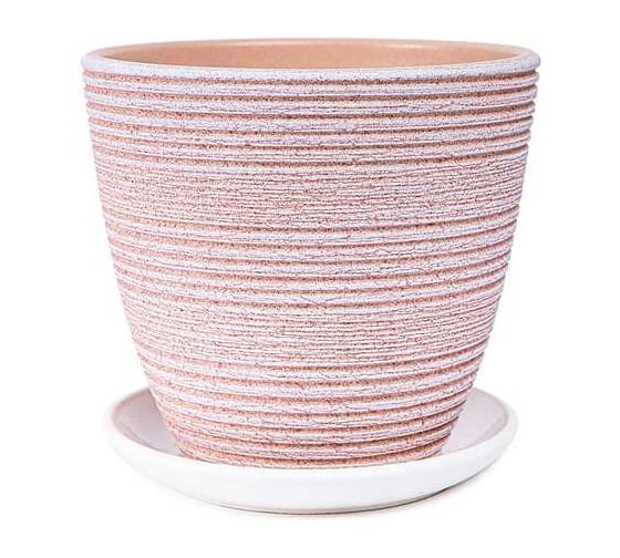 Изображение товара Горшок Сады Аурики керамика с поддоном Халва бежевый крокус d-14,9см h14см 060431