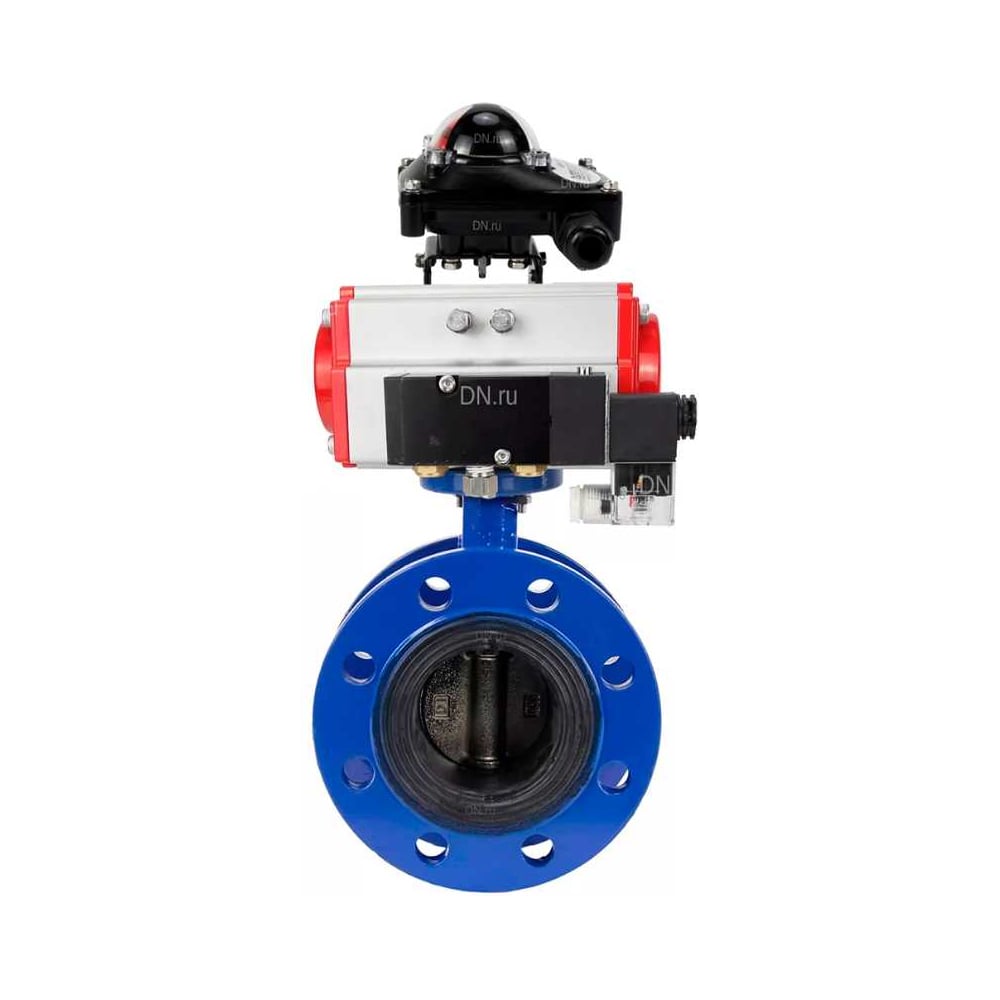 Затвор дисковый DN.ru GGG40-304-EPDM-2W-F-H Ду200 Ру16 пневмопривод DA-140, пневмораспределитель 220VAC, БКВ LSB-210 D050-56125