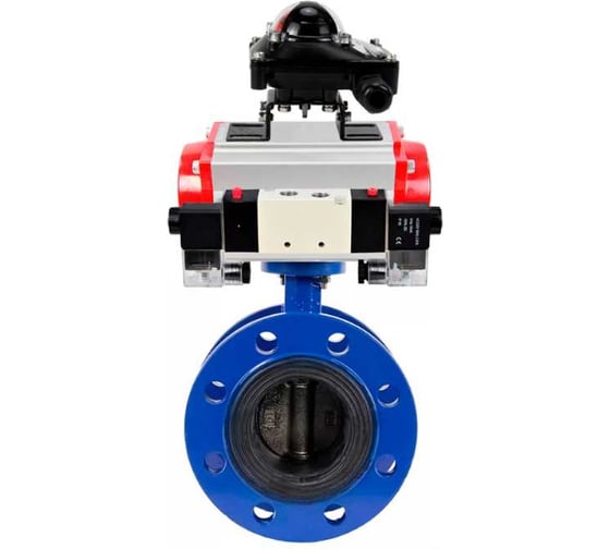 Изображение товара Затвор дисковый DN.ru GGG40-304-EPDM-2W-F-H Ду200 Ру16 пневмопривод DA-140, пневмораспределитель (2EM) 220VAC, БКВ LSB-210 D050-56150