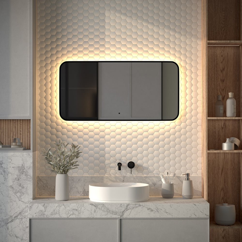 Изображение товара Зеркало с LED-подсветкой DEFESTO 28W 100x50 см современное настенное в стильной раме