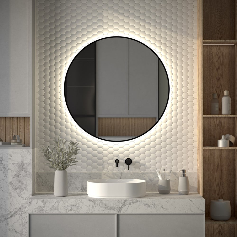 Изображение товара Зеркало с LED-подсветкой DEFESTO 28W Ø90 см без рамы современноеАура