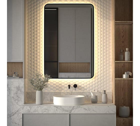 Изображение товара Зеркало с окантовкой и LED-подсветкой DEFESTO 38W (80x120 cm) (Без выключателя) (Теплый белый свет) AURA DF 2980