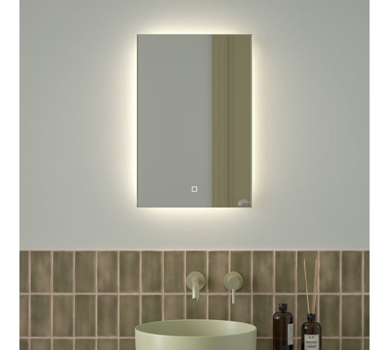 Изображение товара Зеркало с фацетом и LED-подсветкой DEFESTO 17W (40x60 cm) (Сенсорный выключатель) (Нейтральный белый свет) GLOW DF 2502S