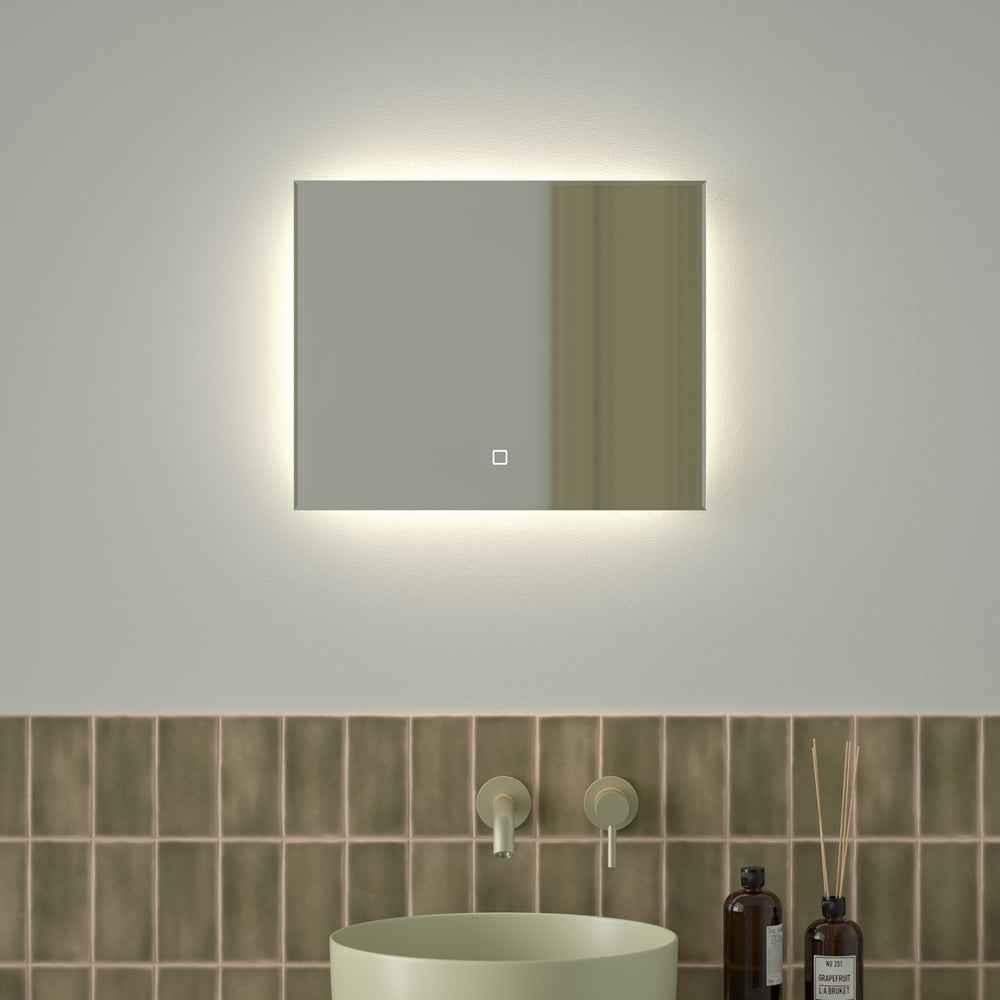 Изображение товара Зеркало с фацетом и LED-подсветкой DEFESTO GLOW DF 2501SH 50x40 см со сенсорным выключателем