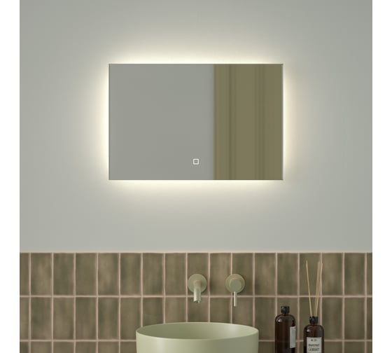 Изображение товара Зеркало с фацетом и LED-подсветкой DEFESTO 17W (60x40 cm) (Сенсорный выключатель) (Нейтральный белый свет) GLOW DF 2502SH