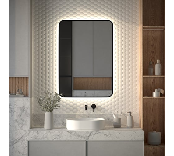 Изображение товара Зеркало с окантовкой и LED-подсветкой DEFESTO 32W (70x100 cm) (ИК - выключатель) (Нейтральный белый свет) AURA DF 2969R