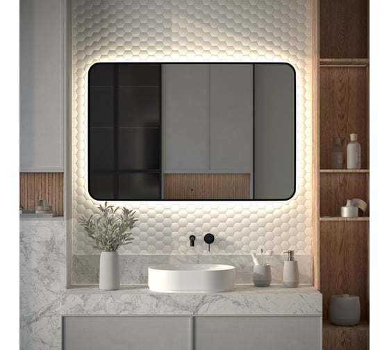 Изображение товара Зеркало с окантовкой и LED-подсветкой DEFESTO 38W (120x80 cm) (ИК - выключатель) (Нейтральный белый свет) AURA DF 2970RH