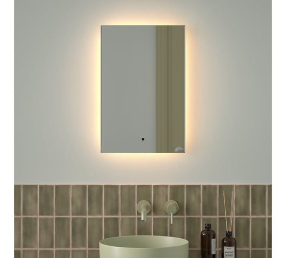 Изображение товара Зеркало с фацетом и LED-подсветкой DEFESTO 17W (40x60 cm) (ИК - выключатель) (Теплый белый свет) GLOW DF 2512R